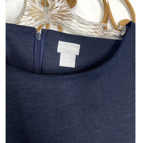 Chico's Navy blue shift dress embroidered sleeves XL - Picture 2 of 5